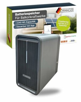 Batteriespeicher für Balkonkraftwerke mit 2240 Wh Kapazität und App-Steuerung.