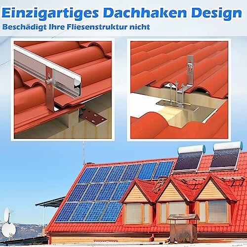 Innovatives Dachhaken Design für Solarmodule auf Ziegeldach.