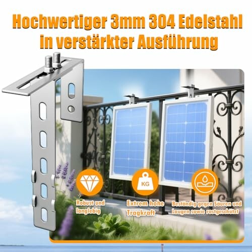 Hochwertige Edelstahlhalterung für Solarpanel.