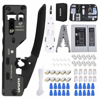 Netzwerkkabel-Werkzeugset mit Crimpzange, Kabeltester und Zubehör