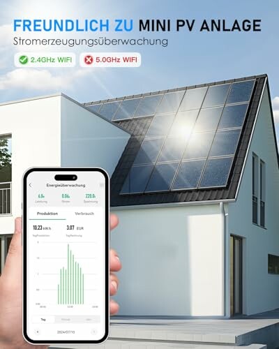 Smartphone zeigt Überwachung der Solaranlage