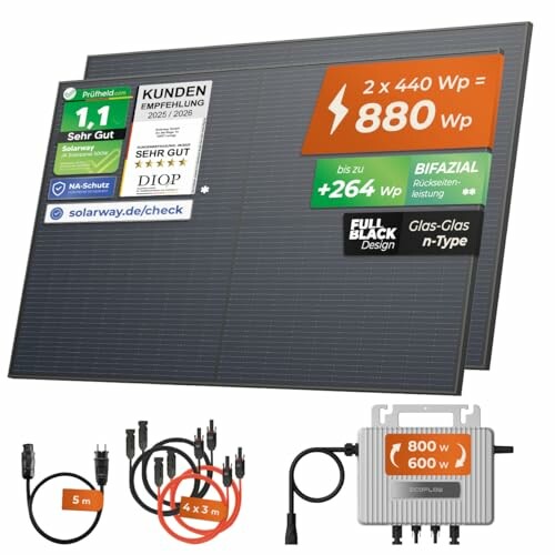 Solarmodul-Kit mit Konverter und Kabeln