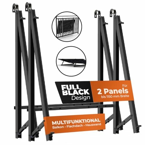 Schwarzer solarpanelhalter für Balkon und Dach.