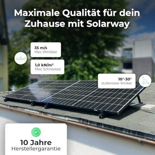 Solarmodul auf einem Dach mit technischen Details.