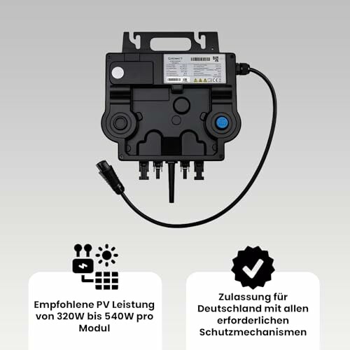 Solarpanel-Optimierer mit technischen Spezifikationen.